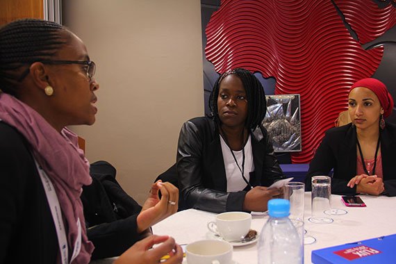 Livhuwani and Quaheira listen to advice on seeking jonbs and making a good impression from an industry professional.