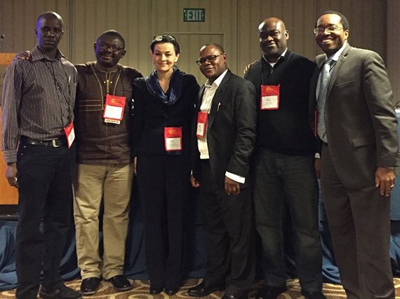 (l. to r.) Lawrence Ocen, SSRC Fellow; Jimam T. Lar, ALC Fellow; Prof. Catherine Boone, London School of Economics; Kenneth Nwoko, APN Postdoctoral Fellow; Prof. Godwin Onuoha, Princeton; Dr. Cyril Obi, Director APN, SSRC