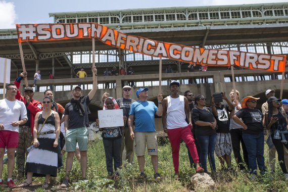 South African university students protesting government education policies in December, 2015