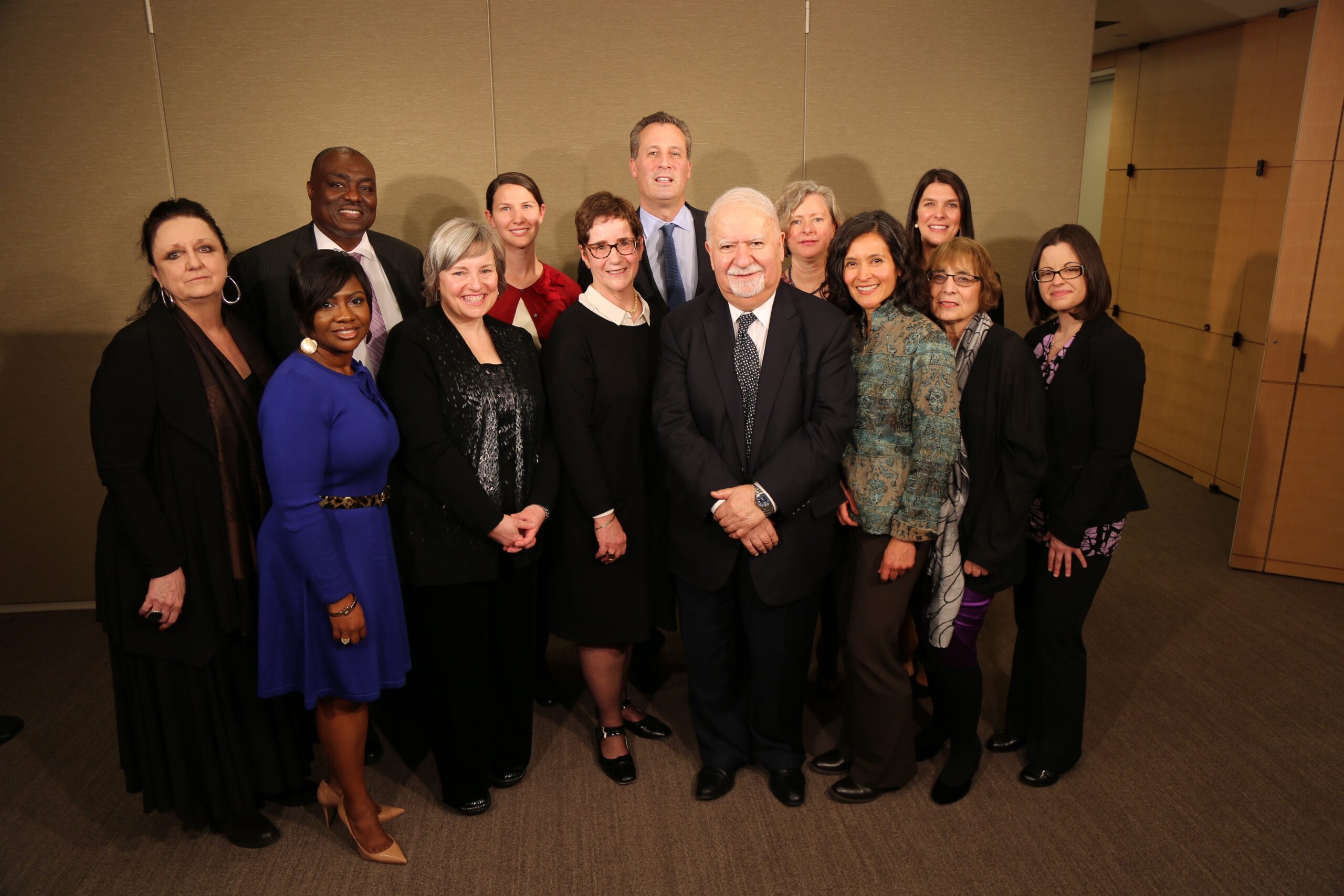 Winners of the 2016 I Love My Librarian award pose with Carnegie Corporation president Vartan Gregorian (front row, fifth from left) and New York Public Library president Anthony W. Marx (back row, third from left). (Photo: Celeste Ford)