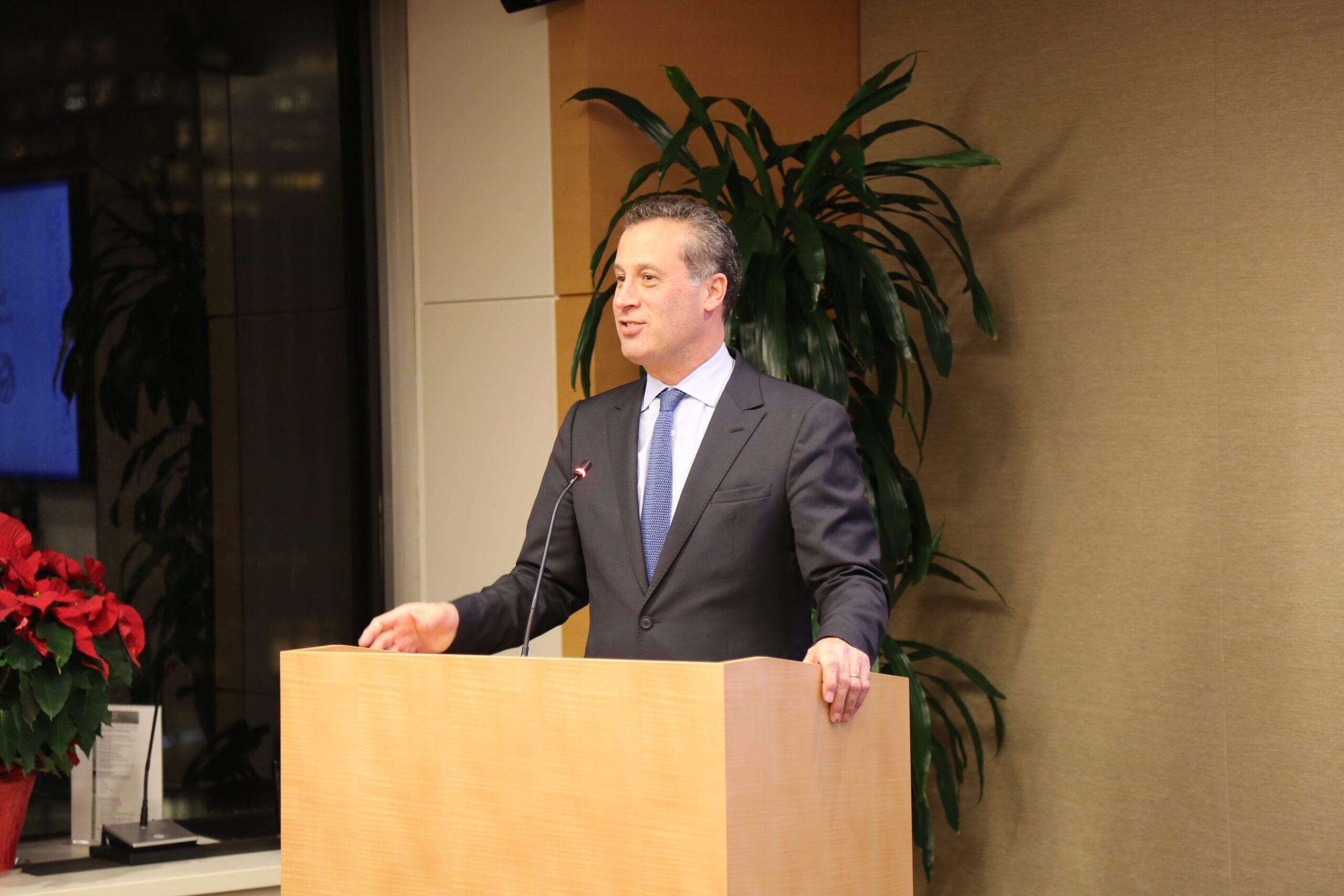 New York Public Library president Anthony W. Marx speaking at the reception honoring the 2016 I Love My Librarian award winners. (Photo: Celeste Ford)