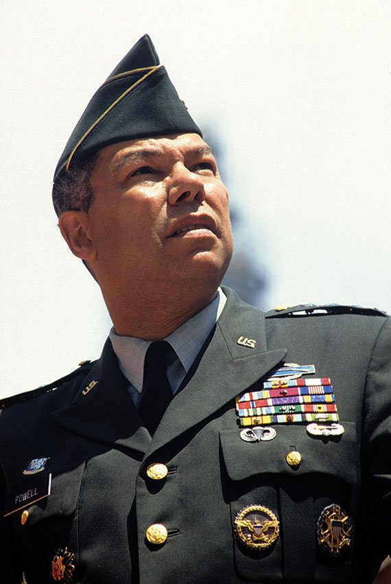 General Colin Powell at the “Welcome Home Parade,” which marched up the Canyon of Heroes on Broadway in lower Manhattan, celebrating the return of American soldiers from the Gulf War, June 10, 1991. (Photo: Andrew Holbrooke/Corbis via Getty Images)