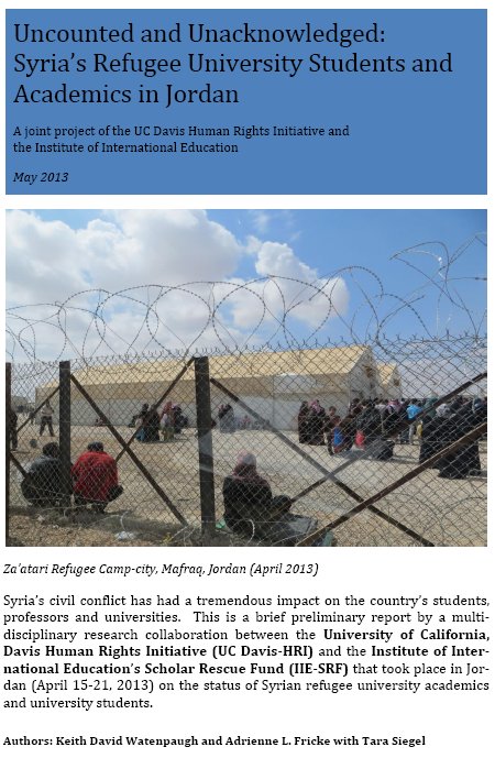 The Institute of International Education's reports on Syrian scholars and students in Jordan, Lebanon, and Turkey.