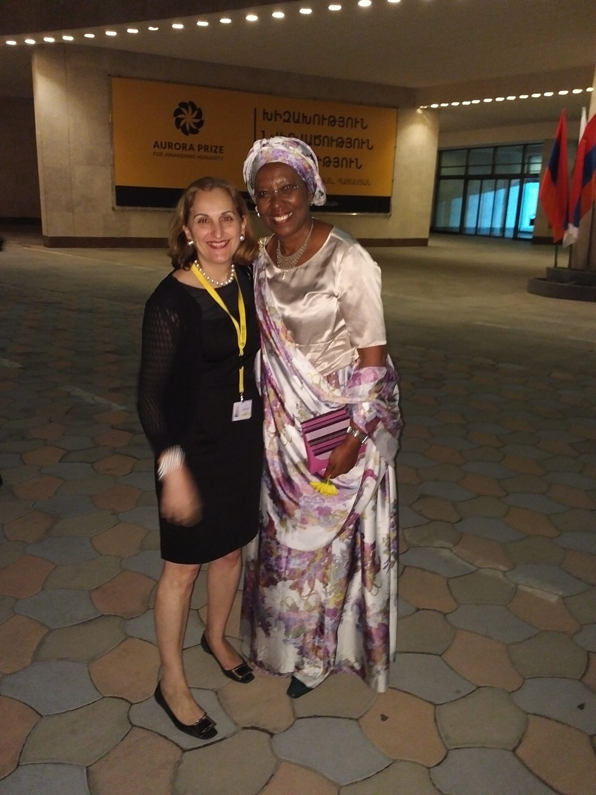 Aurora Prize winner Marguerite Barankitse with Deana Arsenian, Carnegie Corporation of New York's Vice President of International Programs.