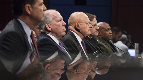 Intelligence leaders testify at House hearing on world-wide cyber threats in 2015. (Photo: Chip Somodevilla/Getty Images)