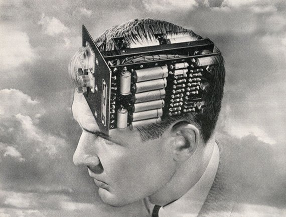 Vintage illustration of a man with an electronic circuit board brain, 1949. (Photo: GraphicaArtis/Getty Images)