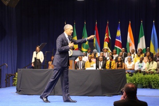 President Obama spent a lively 80 minutes fielding questions from YALI Fellows. Photo courtesy of Abena Agyeman-Fisher.