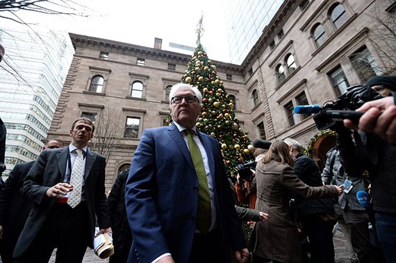 German Foreign Minister leaves closed door talks in NYC hotel (Jewel Samad Getty Images).
