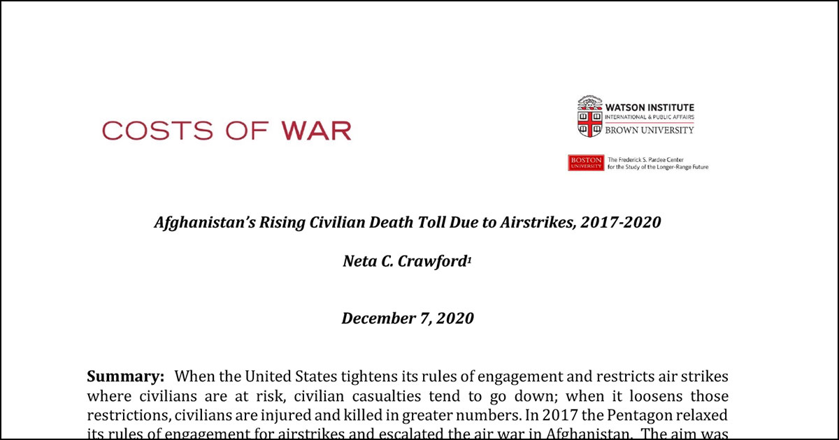 Afghanistan’s Rising Civilian Death Toll Due to Airstrikes, 2017-2020