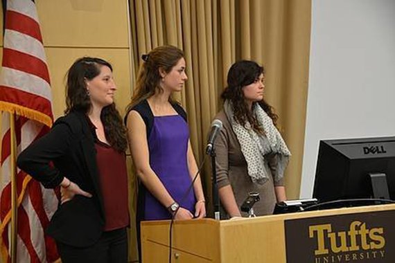 Sarah Butterfield (left) and Isabel Weiner presented “Arrogance of Power” based on their research in Egypt after the fall of the Morsi regime. Jackie Faselt (right) researched “The Effect of International Military Education on Civil Military Relations.”