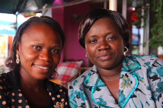 Laetitia Petro (R) with her friend Likele Shungo. The two women studied law together at the University of Dar Es Salaam with scholarships from Carnegie Corporation of New York. (Photo: Megan Lindow)