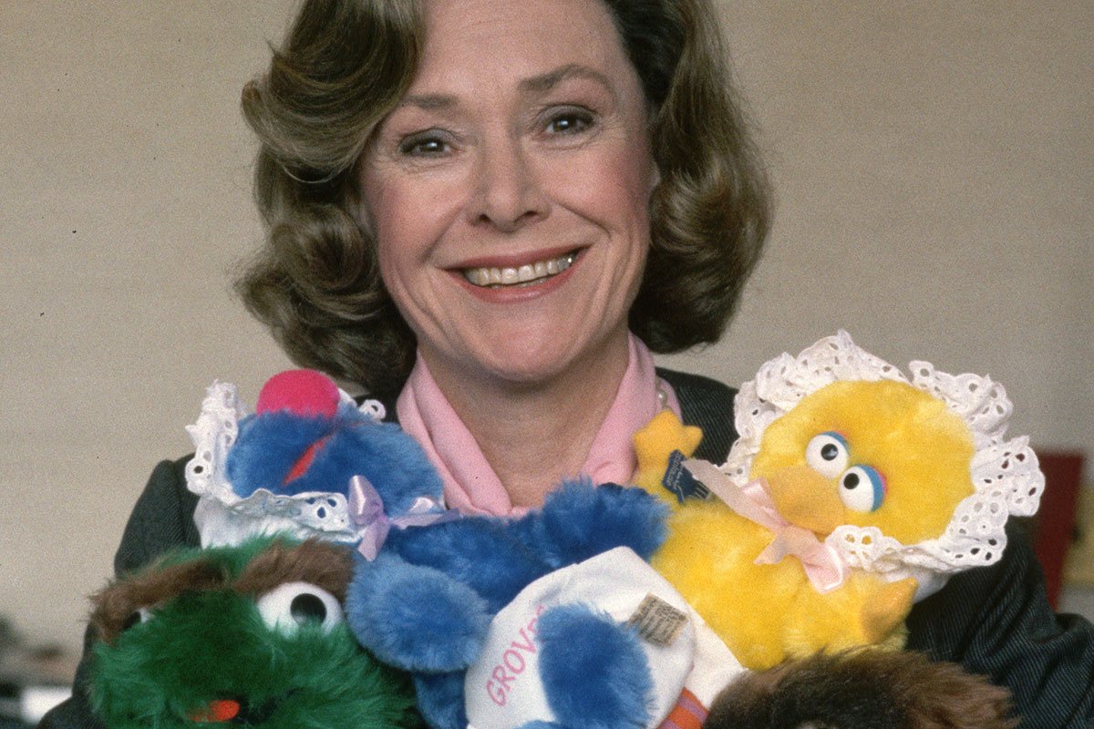 Joan Ganz Cooney, founder of the Children's Television Workshop, with Sesame Street stuffed animals (Owen Franken/Corbis via Getty Images)