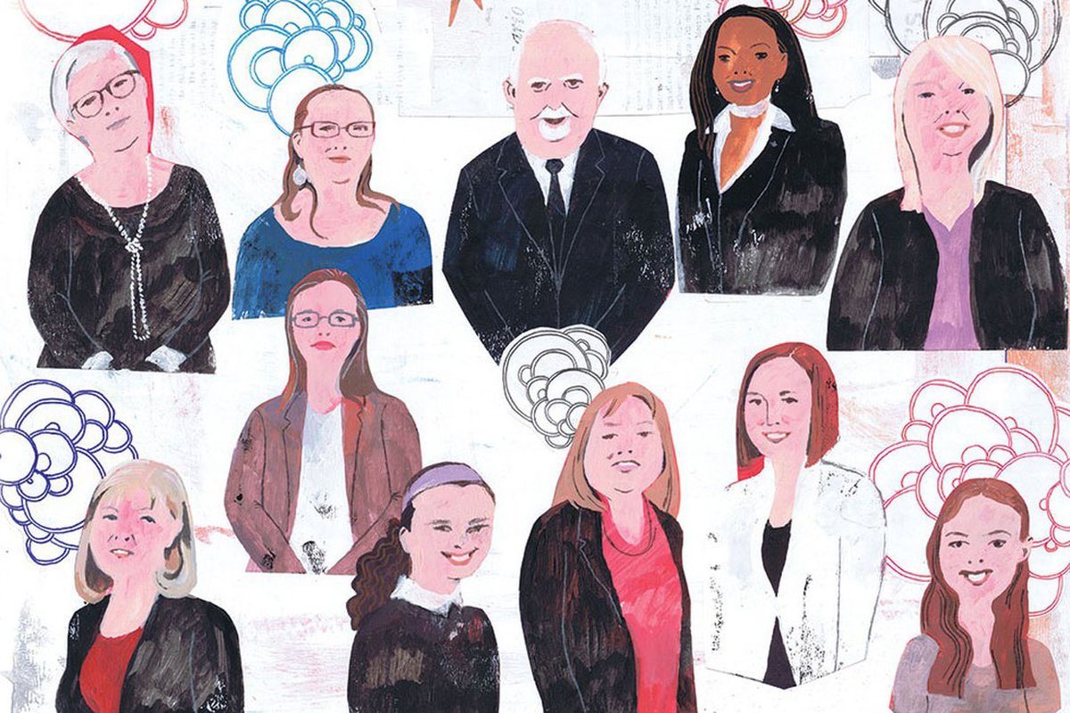 Since the award was established in 2008, library users nationwide have nominated librarians for going above and beyond in their commitment to inclusivity, literacy, and digital access. Illustration depicts Vartan Gregorian (center) with honorees. 